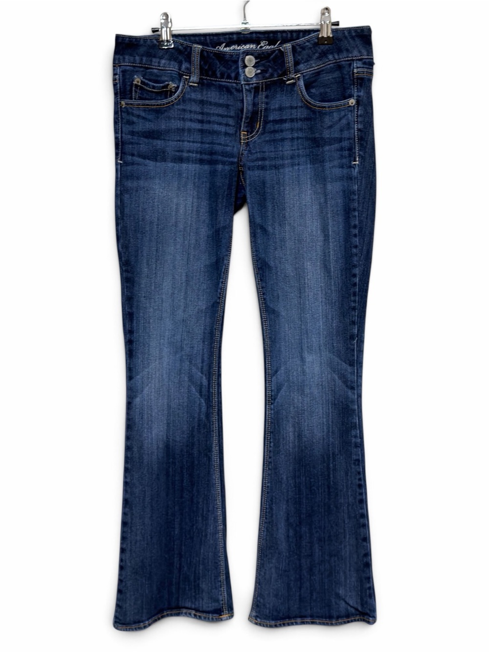 American Eagle Artist Y2K Jeans Low Rise‎ Medium Wash Flare Leg Boho Stretch 6